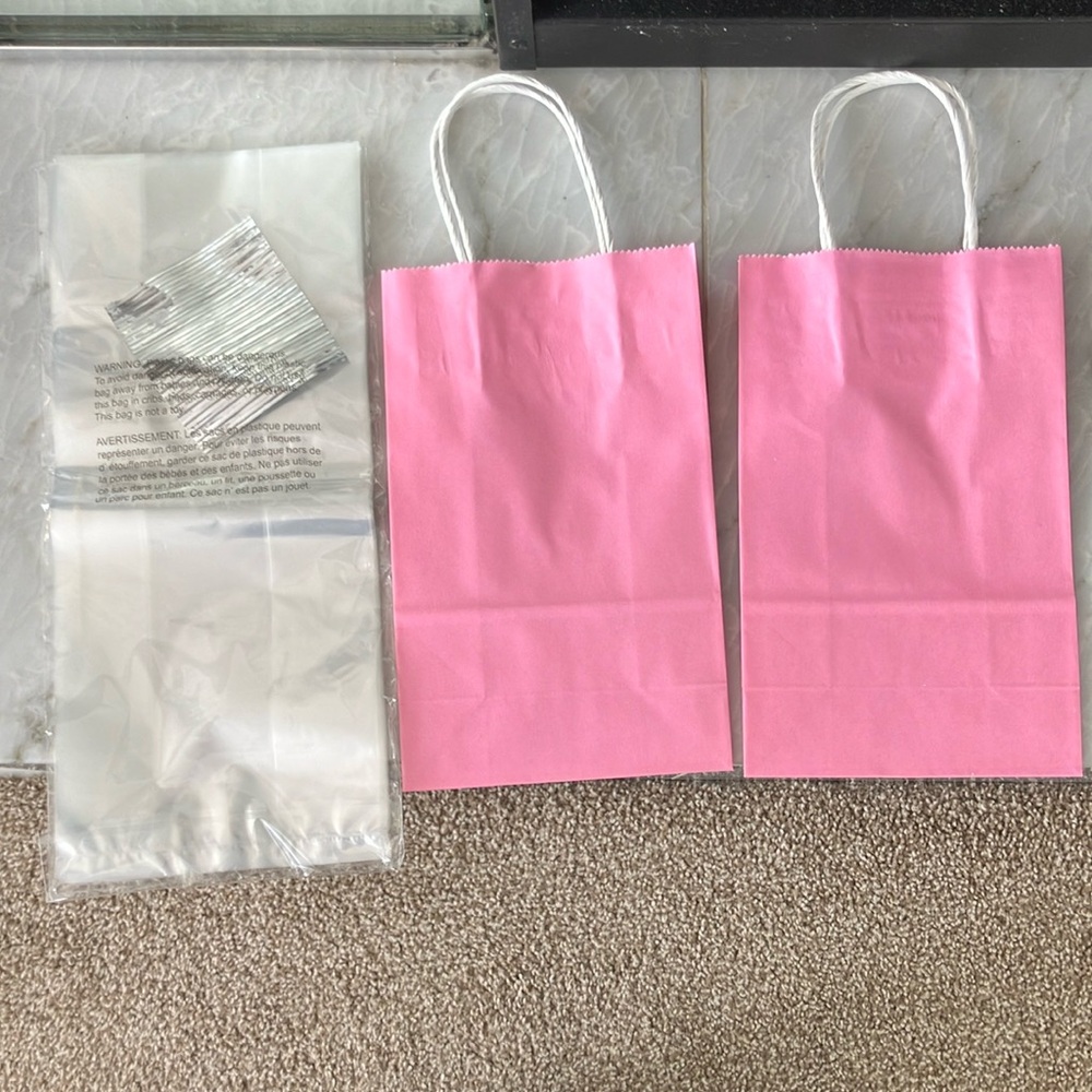 Party favor bags, pink and clear combo deal